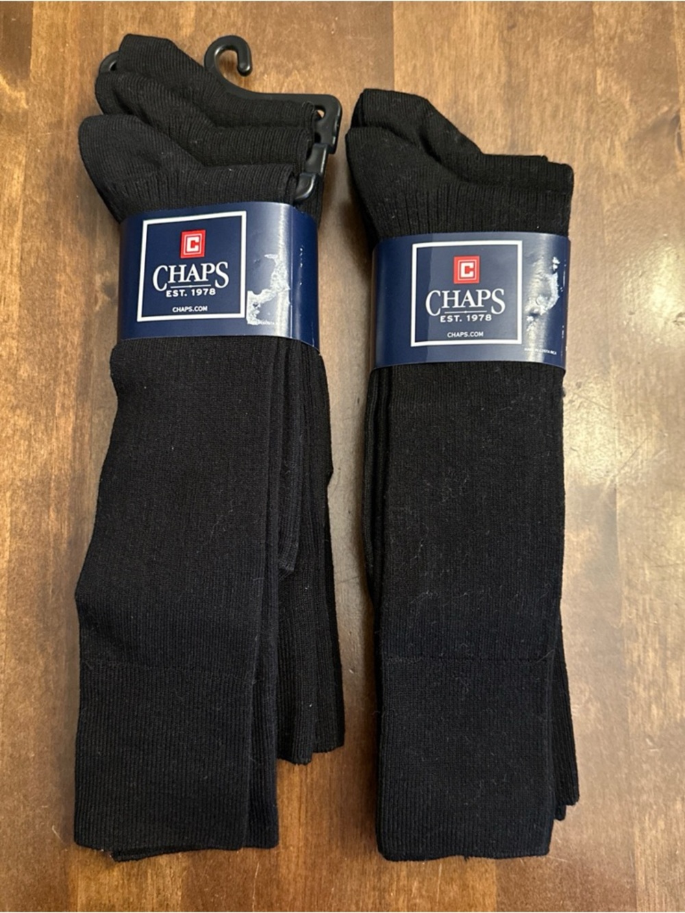 Chaps Socks Bundle (2) Black Dress Socks Ribbed Office Work Career 7-12 Shoe